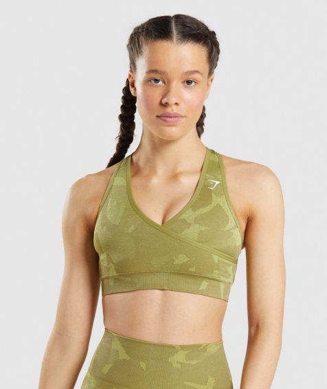 Women's Gymshark Adapt Camo Seamless Sports Bra Green | NZ 6TFPNW